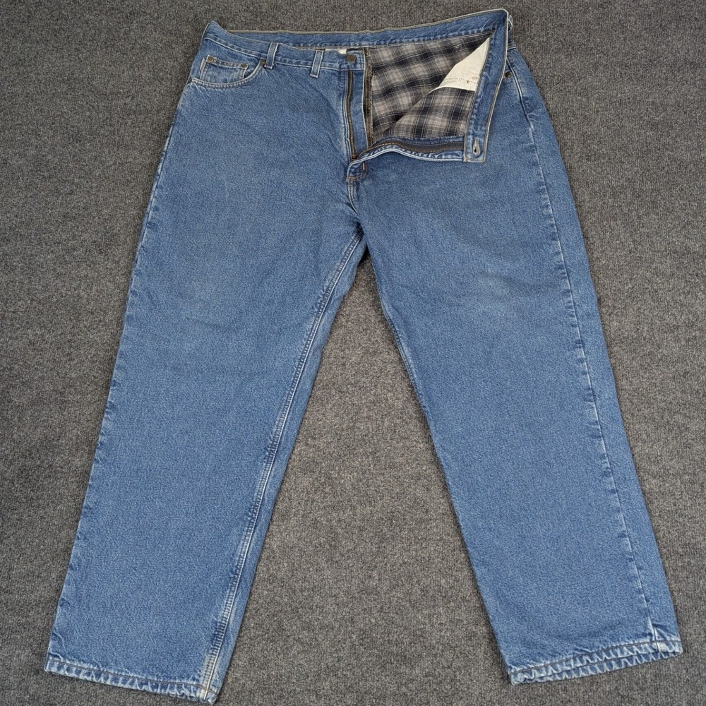 Carhartt B172 DST Relaxed Fit Flannel Lined Jeans Blue Denim Mens 46x32